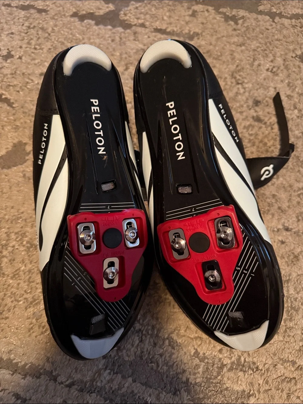 Peloton Black Athletic Cycling Shoes with Red Lining